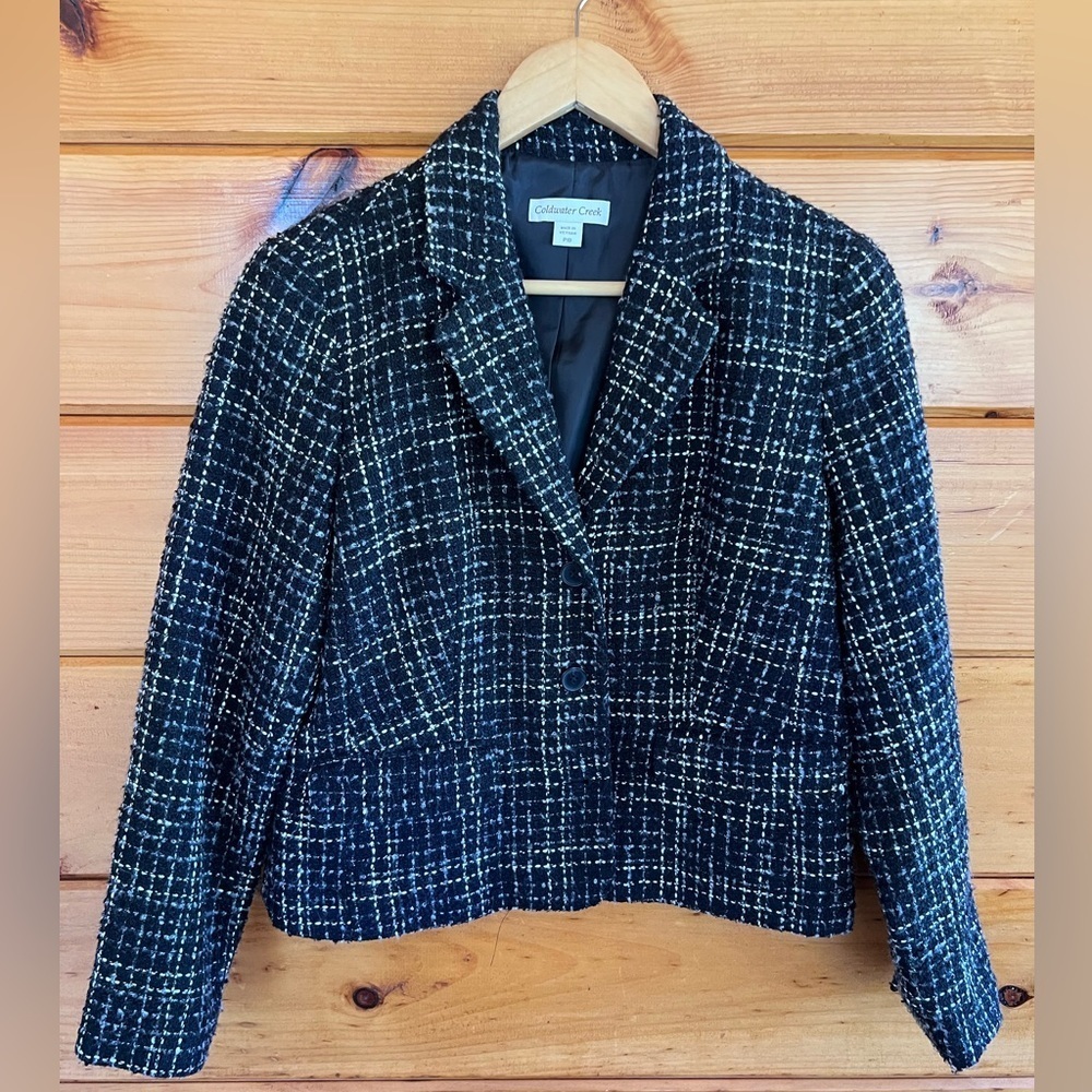 Coldwater Creek Wool Blend Tweed Crop Jacket P10